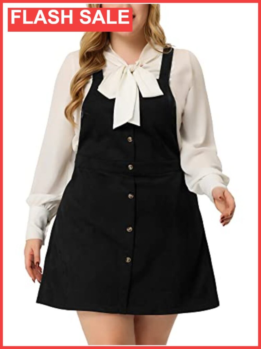 Plus Size Suede High Waist A-Line Suspender Dress